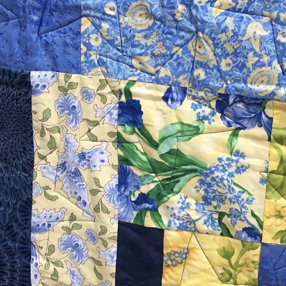 NWT Hand Crafted Blue & Yellow Quilt